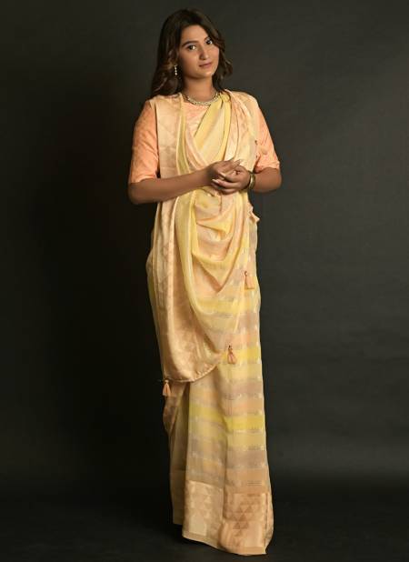 Light Yellow Colour Ashima Krishna Vol 5 New Latest Heavy Georgette Saree Collection 5608